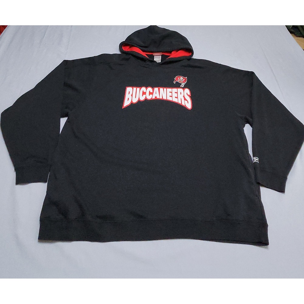 Reebok NFL Tampa Bay Buccaneers Hoodie Black Red Embroidered Logo Mens XL